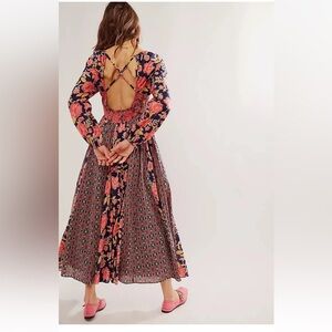 Free People A New Way Maxi Dress Navy Combo Medium